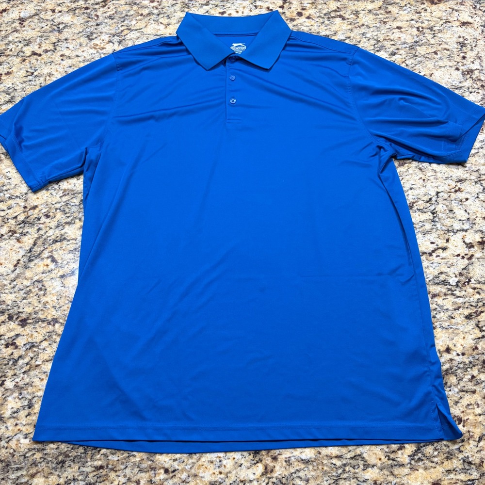 Slazenger Golf Mens 2XL Blue Short Sleeve Performance Polo Shirt
